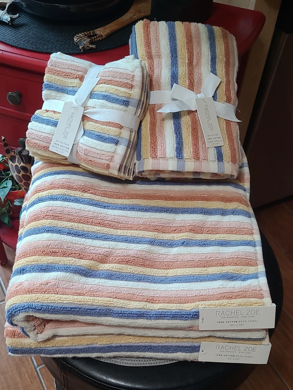 Rachel Zoe Striped Earthy Neutral Bath Towel Set